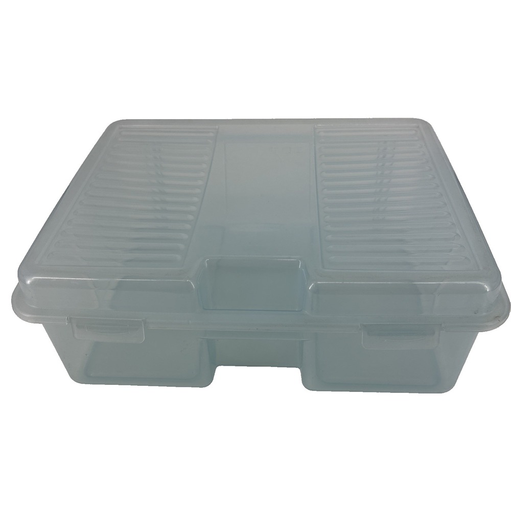 Rubbermaid Keeper Clear Blue Plastic Snap Case Hinged Storage Container 2283